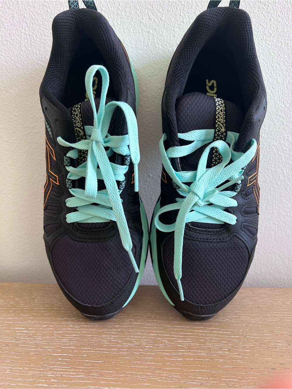 ASICS New Women's Black Athletic Shoes with Mint Laces
